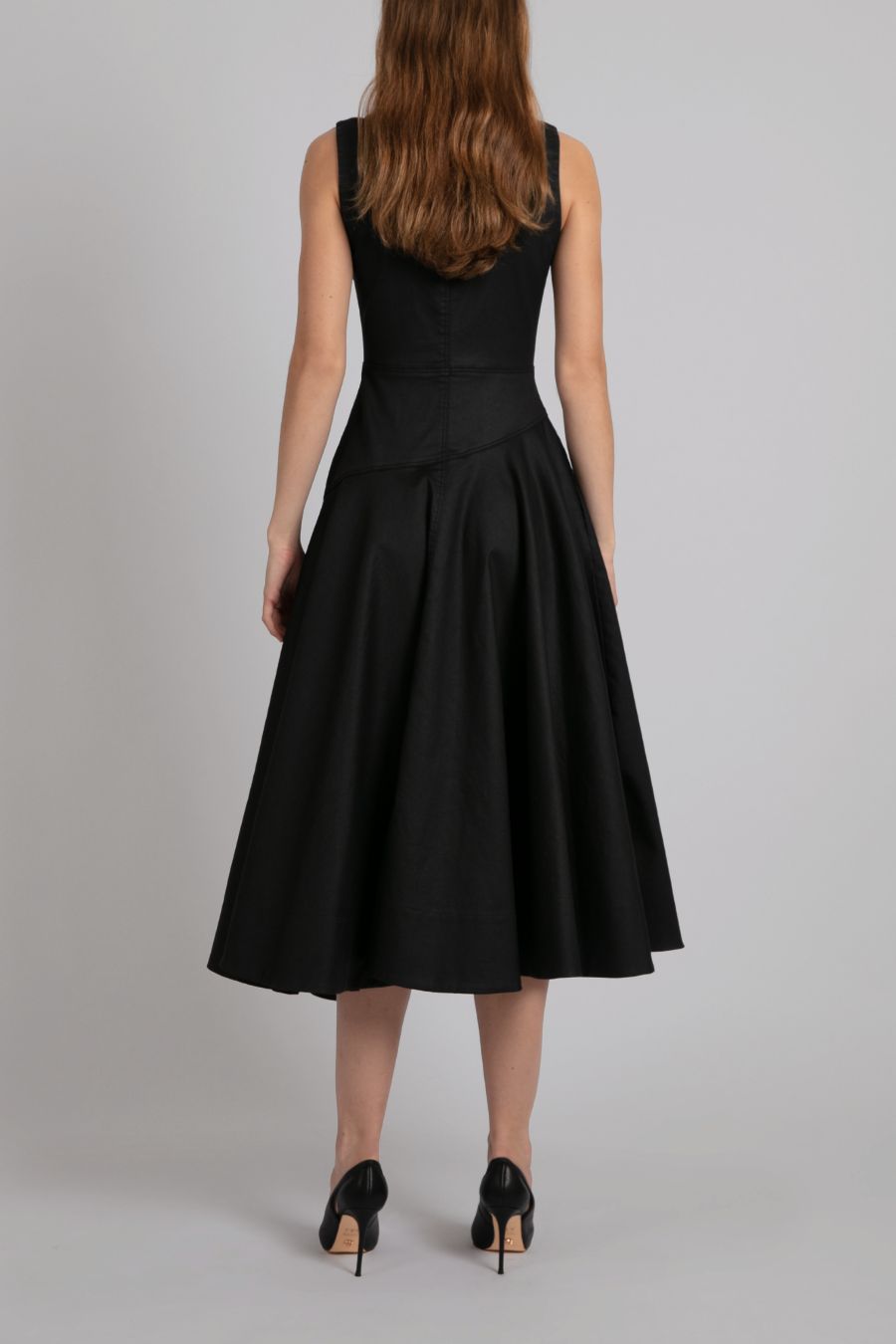 VESTIDO MIDI CIERRE FRONTAL NEGRO